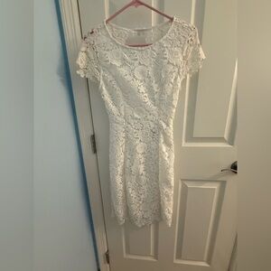 Lulus White Floral Lace Mini Dress